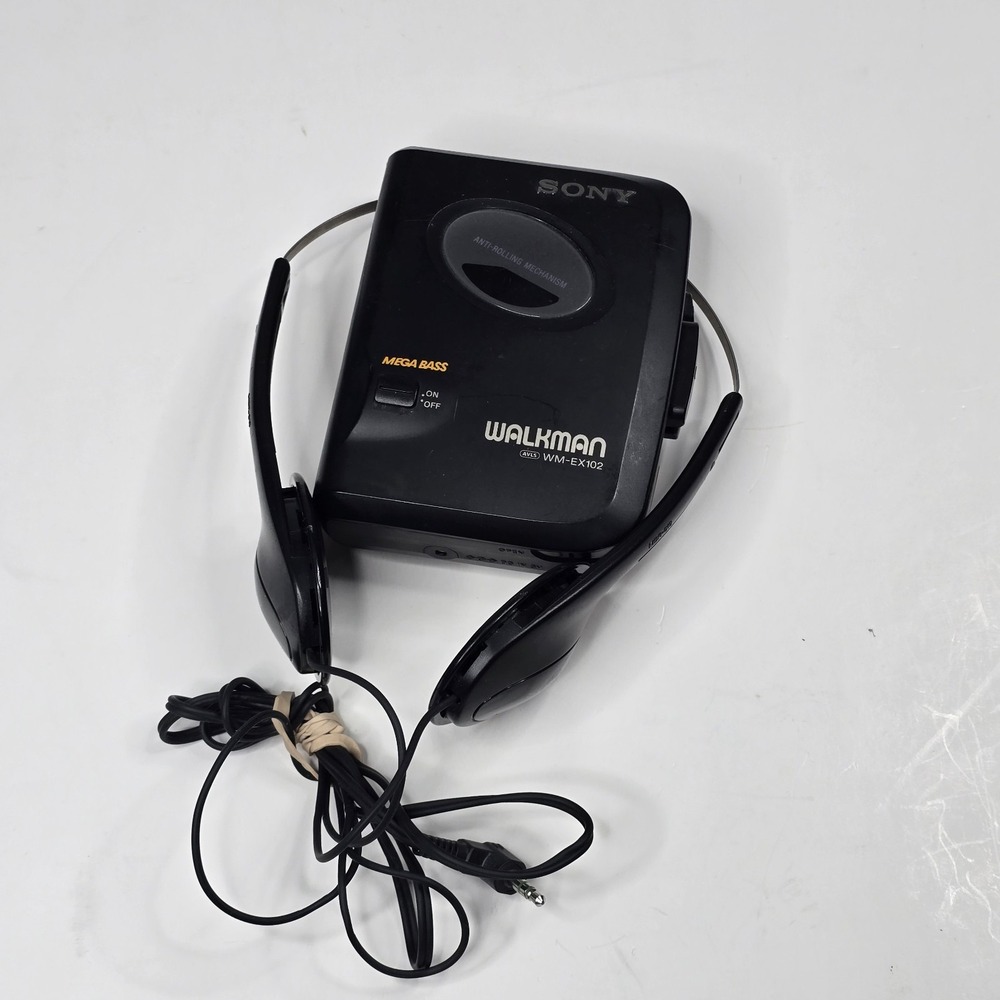 Sony Walkman WM-EX102 Mega Bass Cassette Player Headphones Tested Vintage Vtg